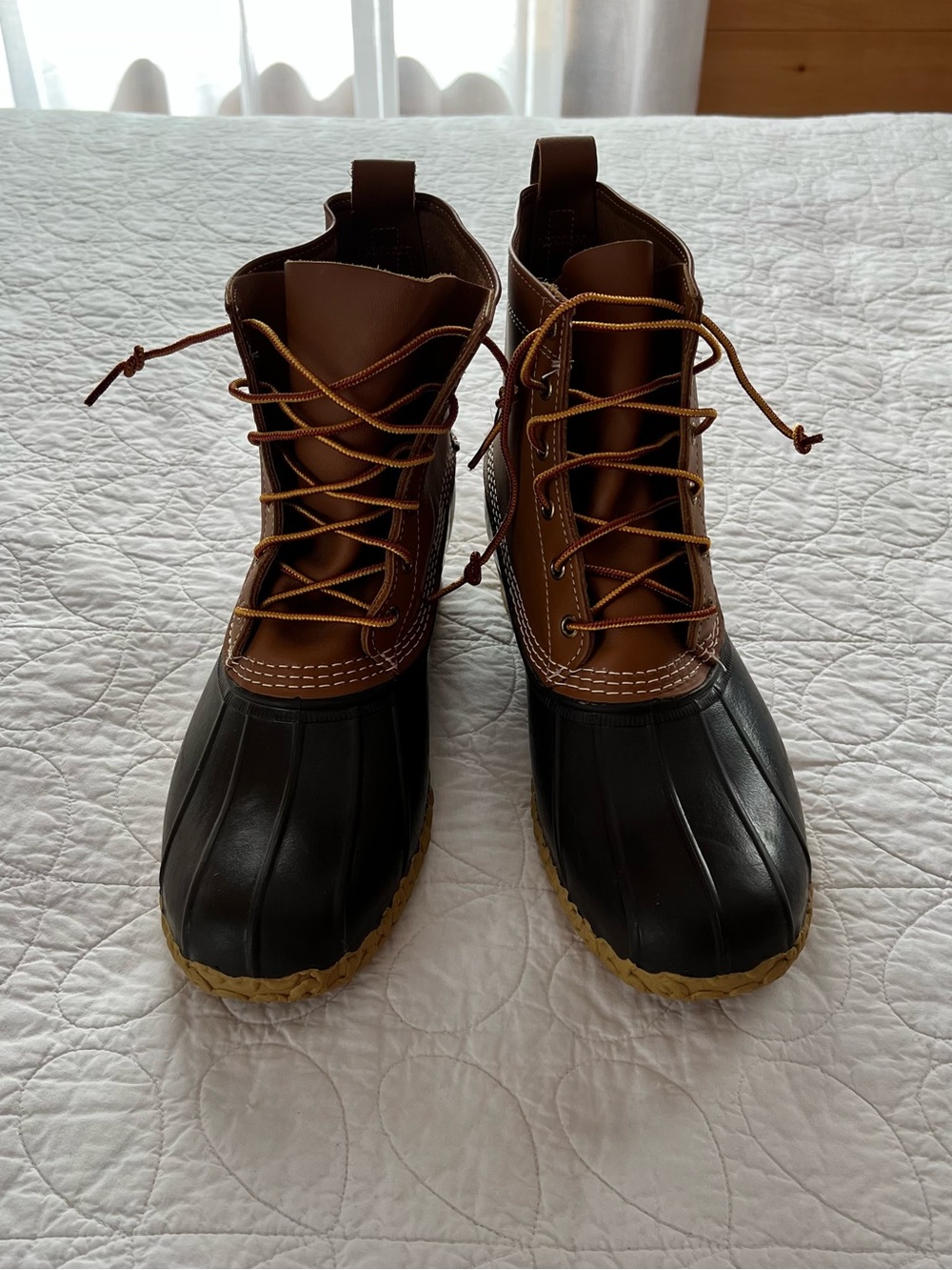 L.L. Bean Men's 12 Two-Tone Brown Waterproof Duck “Bean Boots” Rugged Woodscore - Picture 5 of 8